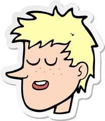 sticker of a cartoon happy boy face