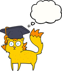 thought bubble cartoon cat graduate