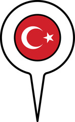 Turkey flag Map pointer icon.
