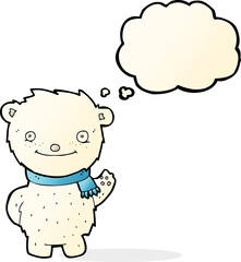 cartoon cute polar bear with thought bubble