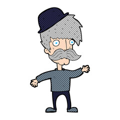 cartoon man wearing bowler hat
