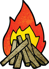 cartoon doodle camp fire