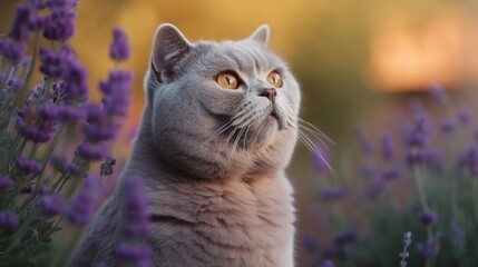 Fototapeta premium Beautiful Scottish Fold Cat. A Portrait of Grace and Adventure.