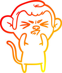 warm gradient line drawing cartoon annoyed monkey