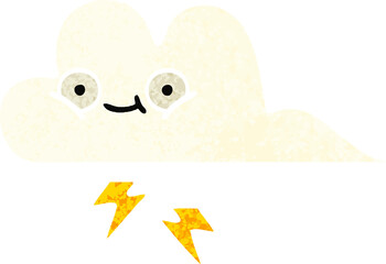 retro illustration style cartoon thunder cloud