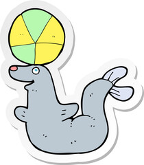 sticker of a cartoon seal with ball