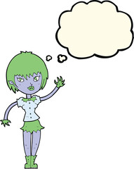 cartoon vampire girl with thought bubble