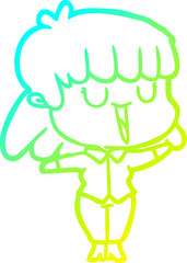 cold gradient line drawing cartoon woman