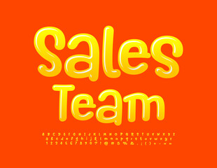 Vector business emblem Sales Team. Handwritten bright Font. Creative set of Alphabet Letters, Numbers and Symbols