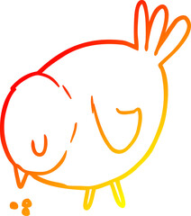 warm gradient line drawing cartoon pecking bird