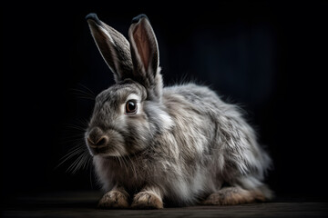 Fototapeta premium Rabbit with fluffy fur, full body portrait, created with Generative AI
