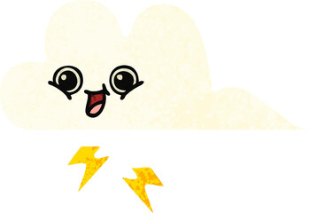 retro illustration style cartoon storm cloud