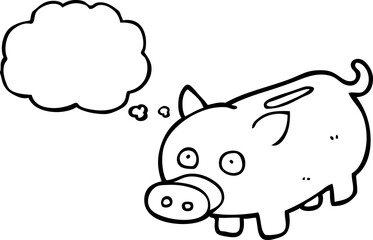 thought bubble cartoon piggy bank