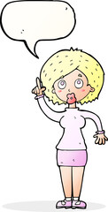 cartoon woman with idea with speech bubble