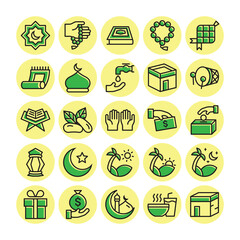 ramadan icon set collection with flat style vector graphic