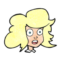 textured cartoon surprised female face