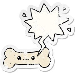 cartoon bone and speech bubble distressed sticker