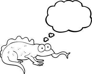 thought bubble cartoon lizard