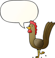 cartoon rooster and speech bubble in smooth gradient style