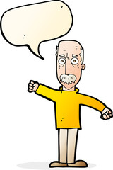 cartoon angry old man with speech bubble