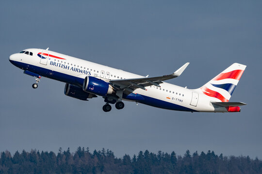 British airways Airbus A320-251N jet in Zurich in Switzerland 20.1.2023
