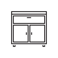Cabinet line icon on white. Editable stroke