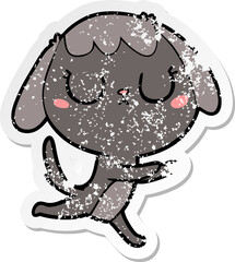 distressed sticker of a cute cartoon dog