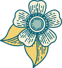 tattoo style icon of a flower