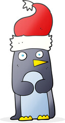 cartoon penguin in christmas hat