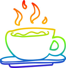 rainbow gradient line drawing cartoon coffee cup