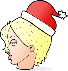 cartoon woman wearing santa hat