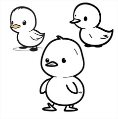 cartoon little duck set design. cute duck animal icon illustration