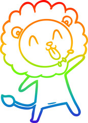 rainbow gradient line drawing happy cartoon lion