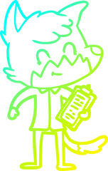 cold gradient line drawing cartoon friendly fox manager