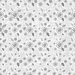 Seamless flower pattern background with flower and leaf hand drawn vector illustration. Perfect for invitations, cards, prints, flyers, posters.