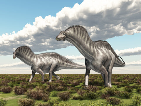 Dinosaurier Amargasaurus in einer Landschaft