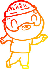 warm gradient line drawing cartoon bearded man