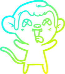 cold gradient line drawing crazy cartoon monkey