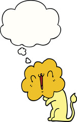 cute cartoon lion and thought bubble
