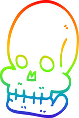 rainbow gradient line drawing cartoon spooky skull