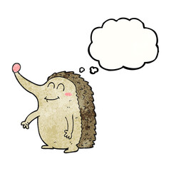 thought bubble textured cartoon hedgehog