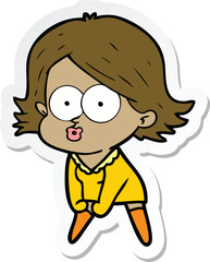 sticker of a cartoon girl pouting