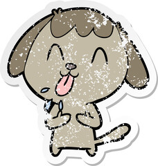 distressed sticker of a cute cartoon dog