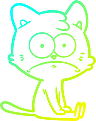 cold gradient line drawing cartoon nervous cat