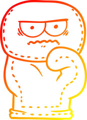 warm gradient line drawing cartoon boxing glove