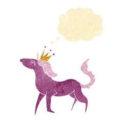 cartoon unicorn with thought bubble