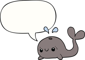 cute cartoon whale and speech bubble