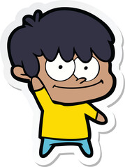 sticker of a happy cartoon man