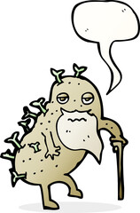 cartoon old potato with speech bubble