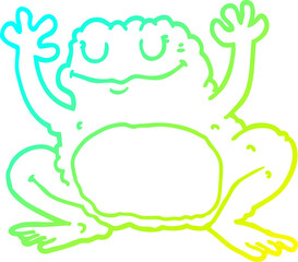 cold gradient line drawing cartoon frog